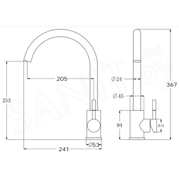 Смеситель для кухонной мойки Esko K45 Black