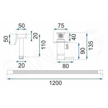 Смеситель встраиваемый Rea Loop White Mat B0255 с гигиеническим душем