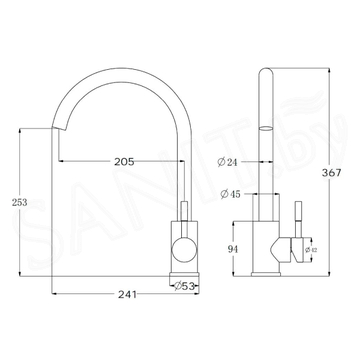 Смеситель для кухонной мойки Esko K45 Beige