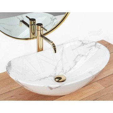 Умывальник Rea Royal Marmo Shiny U8009 / Statuario Marble Matt U8010