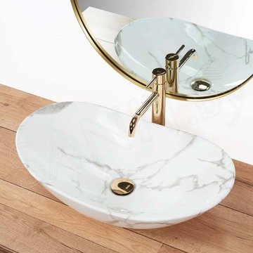 Умывальник Rea Royal Marmo Shiny U8009 / Statuario Marble Matt U8010