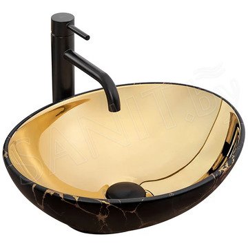 Умывальник Rea Sofia in gold marble black U8011 / in marble black gold U8012