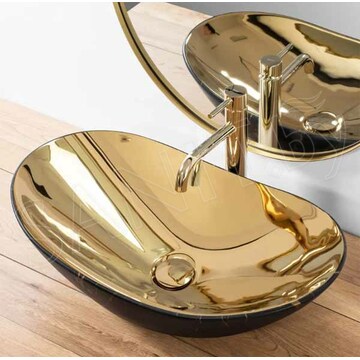 Умывальник Rea Royal in Gold marble black matt U8007 / In Black Marble Gold U8008