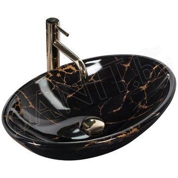 Умывальник Rea Pamela Black Marble Shiny U5067