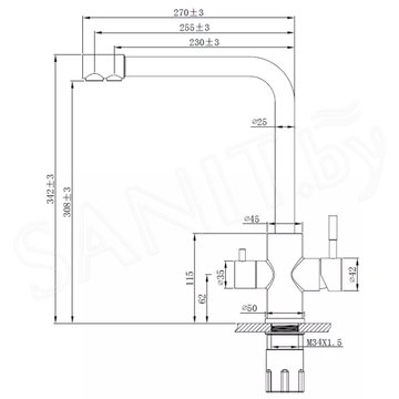 Смеситель для кухонной мойки Esko Granite GR 05B под фильтр