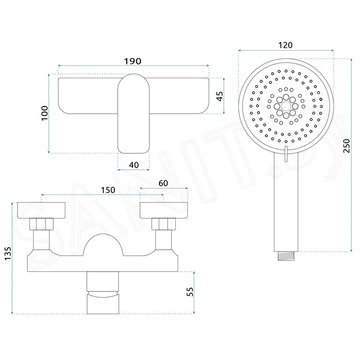 Смеситель для душа Rea Dart Gold REA-B5653