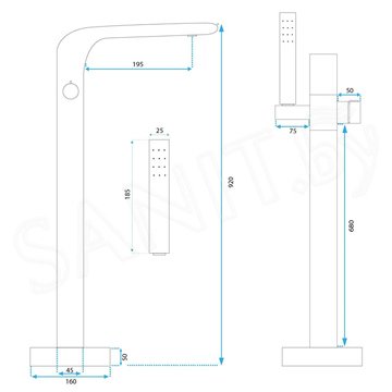 Смеситель для ванны Rea Clark black REA-B5300 напольный