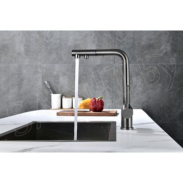 Смеситель для кухонной мойки Paulmark Serpentine Se213222-GM с подключением к фильтру воды