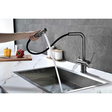 Смеситель для кухонной мойки Paulmark Serpentine Se213222-GM с подключением к фильтру воды