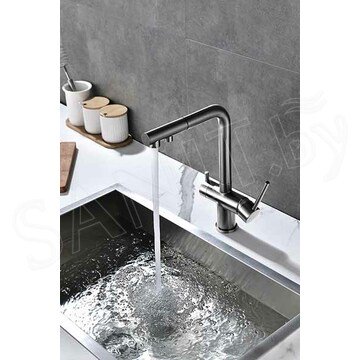 Смеситель для кухонной мойки Paulmark Serpentine Se213222-GM с подключением к фильтру воды
