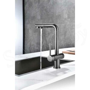 Смеситель для кухонной мойки Paulmark Serpentine Se213222-GM с подключением к фильтру воды