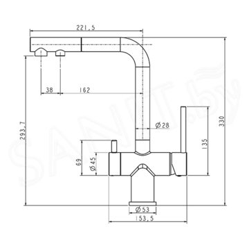Смеситель для кухонной мойки Paulmark Serpentine Se213222-GM с подключением к фильтру воды
