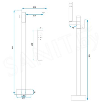 Смеситель для ванны Rea Tery black REA-B5304 напольный