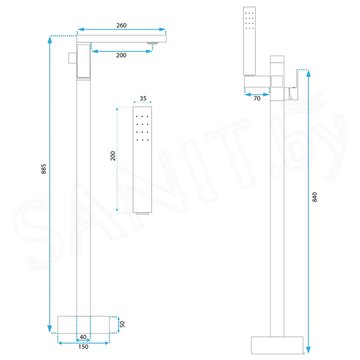 Смеситель для ванны Rea Tery chrom REA-B5305 напольный
