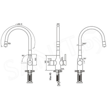 Смеситель для кухонной мойки Paulmark Salix Sa213419-NI(BS) / Sa213419-CR с подключением к фильтру воды