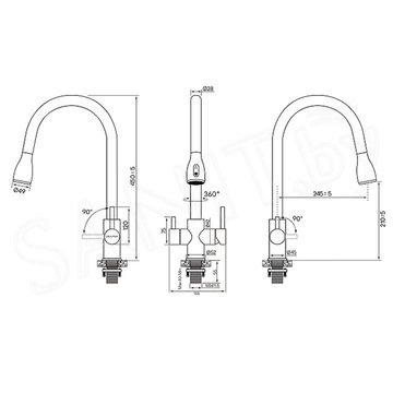 Смеситель для кухонной мойки Paulmark Lange La214212-NI(BS) / La214212-CR с подключением к фильтру воды