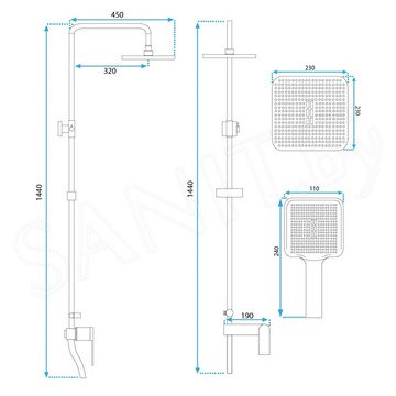 Душевая стойка Rea Storm gold REA-P9530