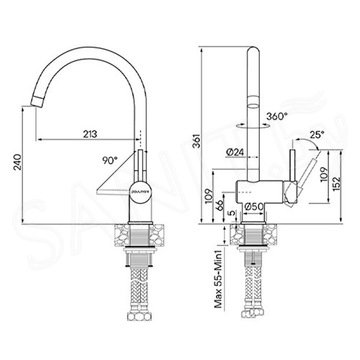 Смеситель для кухонной мойки Paulmark Bend Be212066-SS