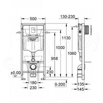 Комплект инсталляции Grohe Rapid SL 38772001 с унитазом Roxen Simple Compact 530120-01 Rimless Soft Close