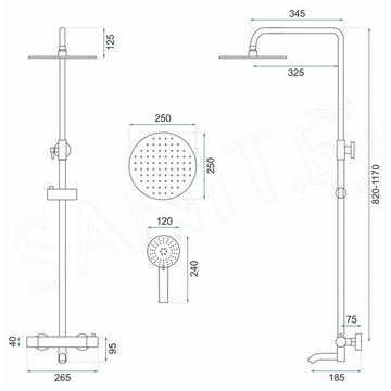 Душевая стойка Rea Lungo gold matt REA-P6604 /  Rose Gold REA-P6606 с термостатом