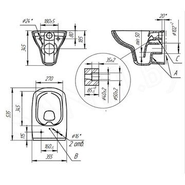 Комплект инсталляции Cersanit Carina XL CO DPL EO Slim / 64440