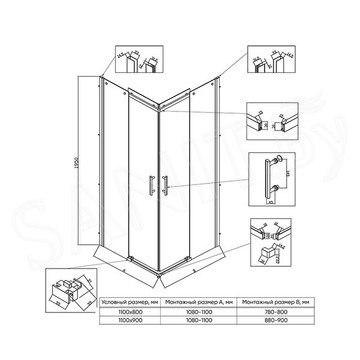 Душевой уголок Veconi RV-50B 110 прозрачный