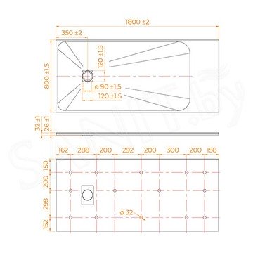 Душевой поддон RGW TSS-W 180