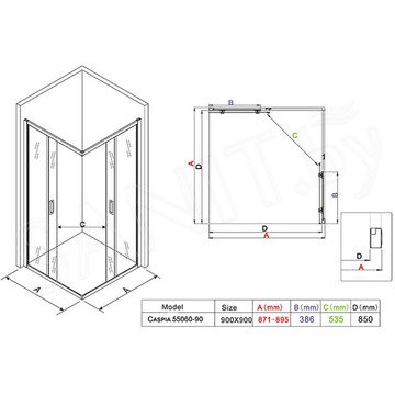 Душевой уголок Roxen Caspia 55060-90C матовый