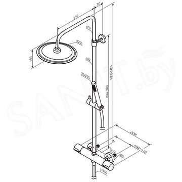 Душевая стойка Damixa Scandinavian Pure 936800300 с термостатом