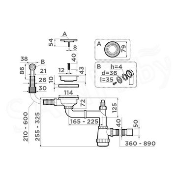 Сифон для мойки Omoikiri WK-1-R-AB