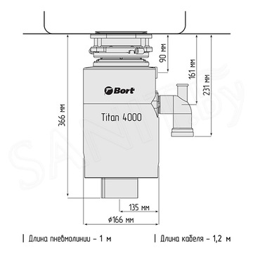 Измельчитель пищевых отходов Bort Titan 4000 91275769