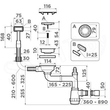 Сифон для мойки Omoikiri WK-1C-GB