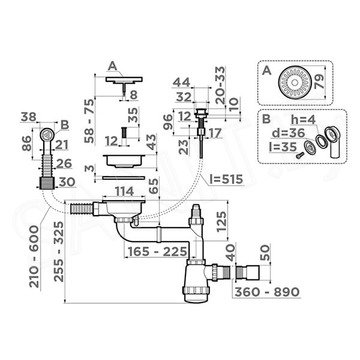 Сифон для мойки Omoikiri WK-1CL-R-A-AB022