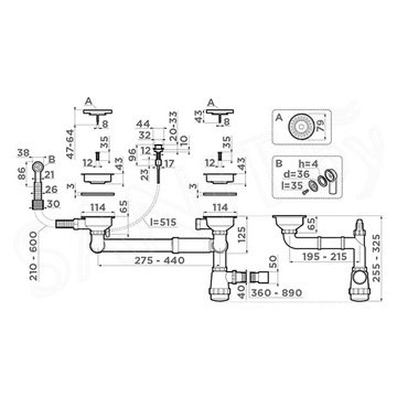 Сифон для мойки Omoikiri WK-1,5CL-R-AB022-A