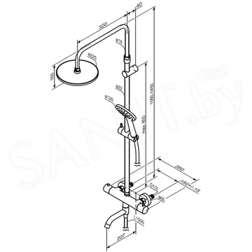 Душевая стойка Damixa Jupiter 977810300 с термостатом