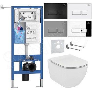 Комплект инсталляции Roxen StounFix Dual Fresh с удлиненными креплениями, аромадозатором, кнопкой смыва Caspia 410280 и унитазом Ideal Standard Tesi Aquablade T007901