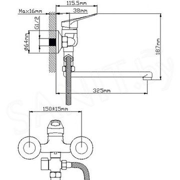 Смеситель для ванны Wisent WP21213