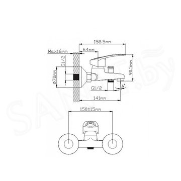 Смеситель для ванны Wisent WP30027