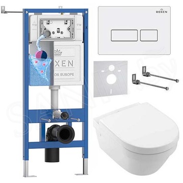 Комплект инсталляции Roxen StounFix Dual Fresh с удлиненными креплениями, аромадозатором, кнопкой смыва Caspia 410280 и унитазом Villeroy&Boch Architectura 4694HR01