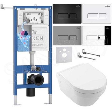 Комплект инсталляции Roxen StounFix Dual Fresh с удлиненными креплениями, аромадозатором, кнопкой смыва Caspia 410280 и унитазом Villeroy&Boch Architectura 4694HR01