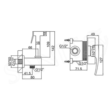 Смеситель встраиваемый Gerhans K15214B с гигиеническим душем