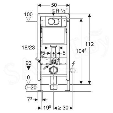 Комплект инсталляции Geberit Duofix Delta 458.149.21.1 c унитазом Roxen Antares 530185-01 Rimless Soft Close