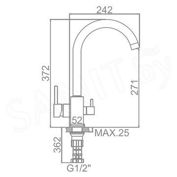 Смеситель для кухонной мойки Ledeme L4255-3 под фильтр