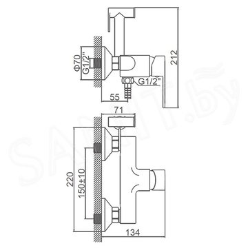 Смеситель для биде Ledeme L5210 с гигиеническим душем