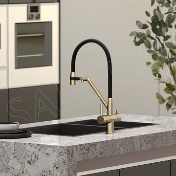 Смеситель для кухонной мойки Sancos Dora SC4003BG с подключением к фильтру воды