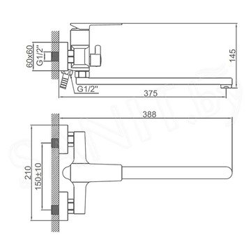 Смеситель для ванны Ledeme L2278U