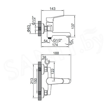 Смеситель для ванны Ledeme L3161