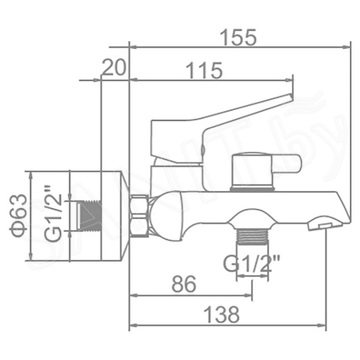 Смеситель для ванны Ledeme L3269