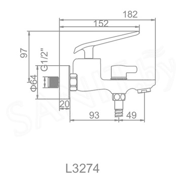 Смеситель для ванны Ledeme L3274