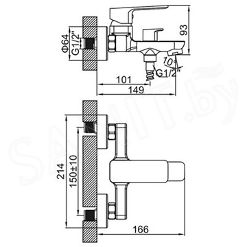 Смеситель для ванны Ledeme L3280B